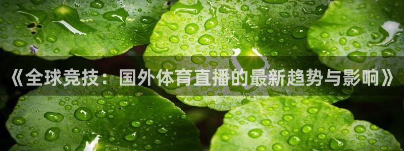 《全球竞技：国外体育直播的最新趋势与影响》
